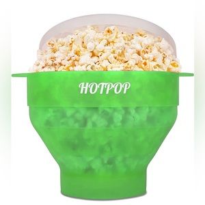 Hotpop Microwave Popcorn Popper, Silicone Popcorn Maker, Collapsible - Green